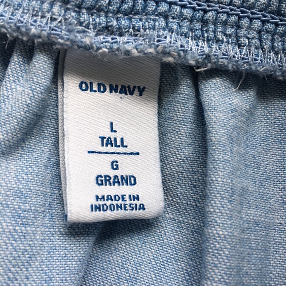 Old Navy Overalls Light Wash Blue 100% Cotton Button Up Drawstring Waist - Picture 7 of 8